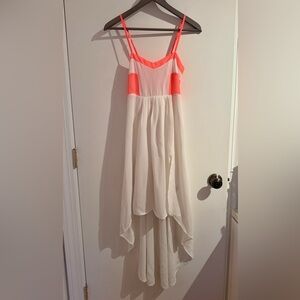 Millau White and Neon Pink High Low Dress